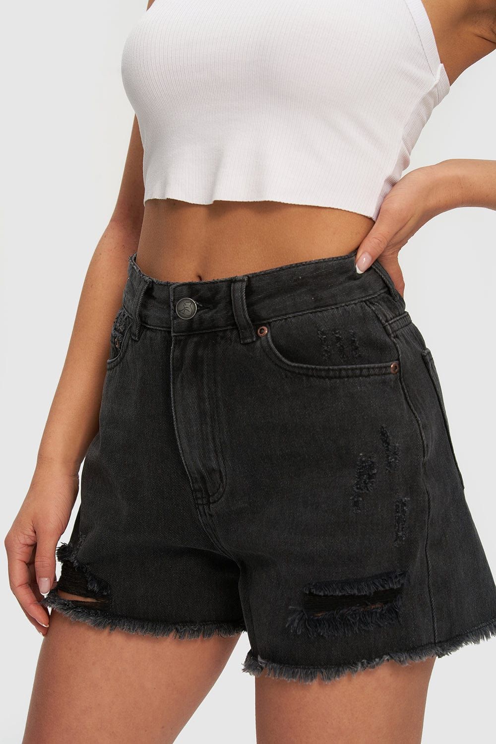 High Rise Denim Short sold by Kuwallatee