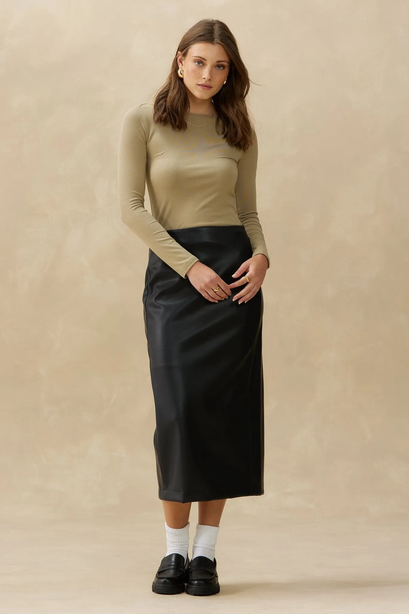 Leather Skirt sold by Kuwallatee