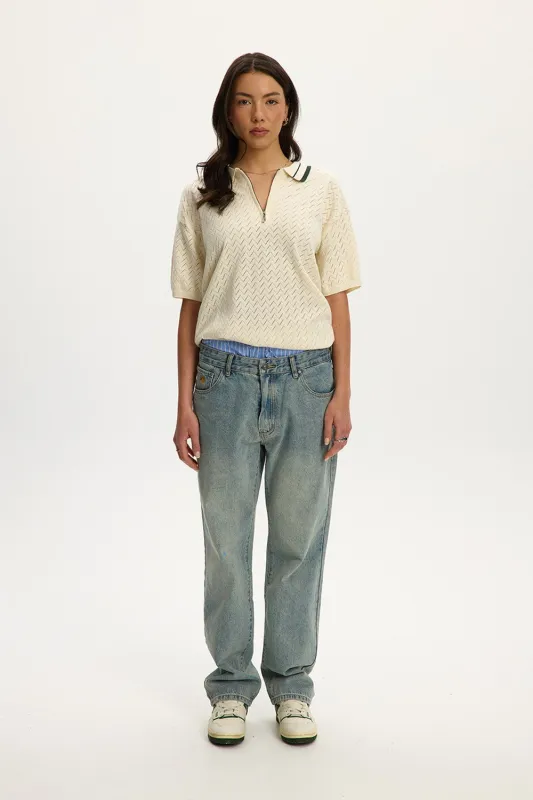 Knit Zip Polo Unisex sold by Kuwallatee