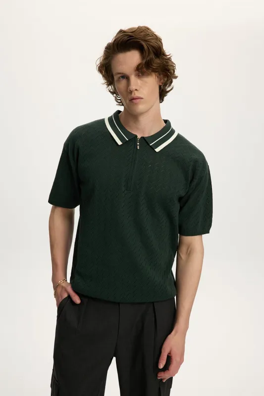 Knit Zip Polo Unisex sold by Kuwallatee