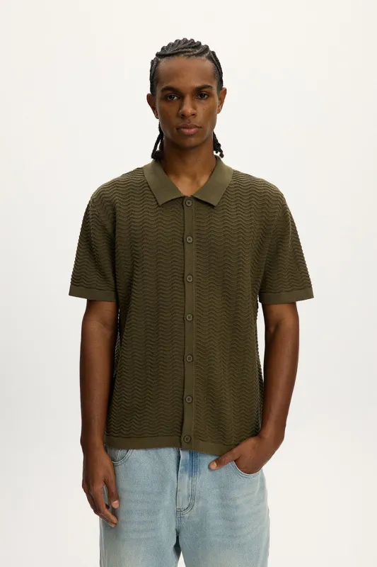 Wave Knit Polo Shirt sold by Kuwallatee