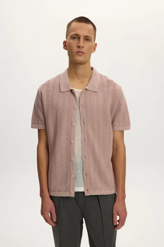 Wave Knit Polo Shirt sold by Kuwallatee