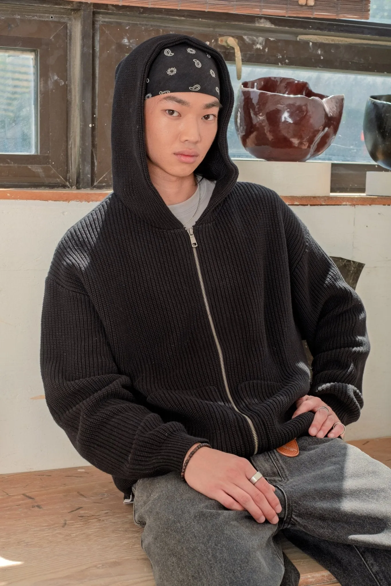 Knitted Zip Hoodie sold by Kuwallatee product image thumbnail 2