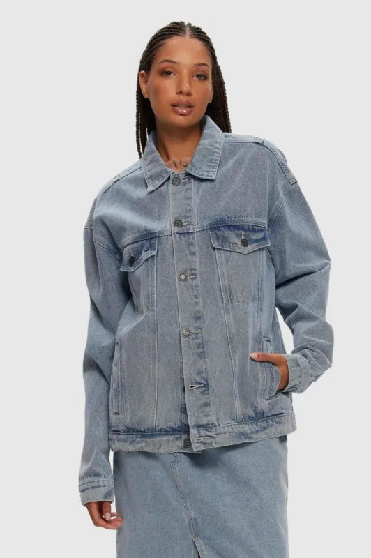 Oversized Denim Boyfriend Jacket sold by Kuwallatee