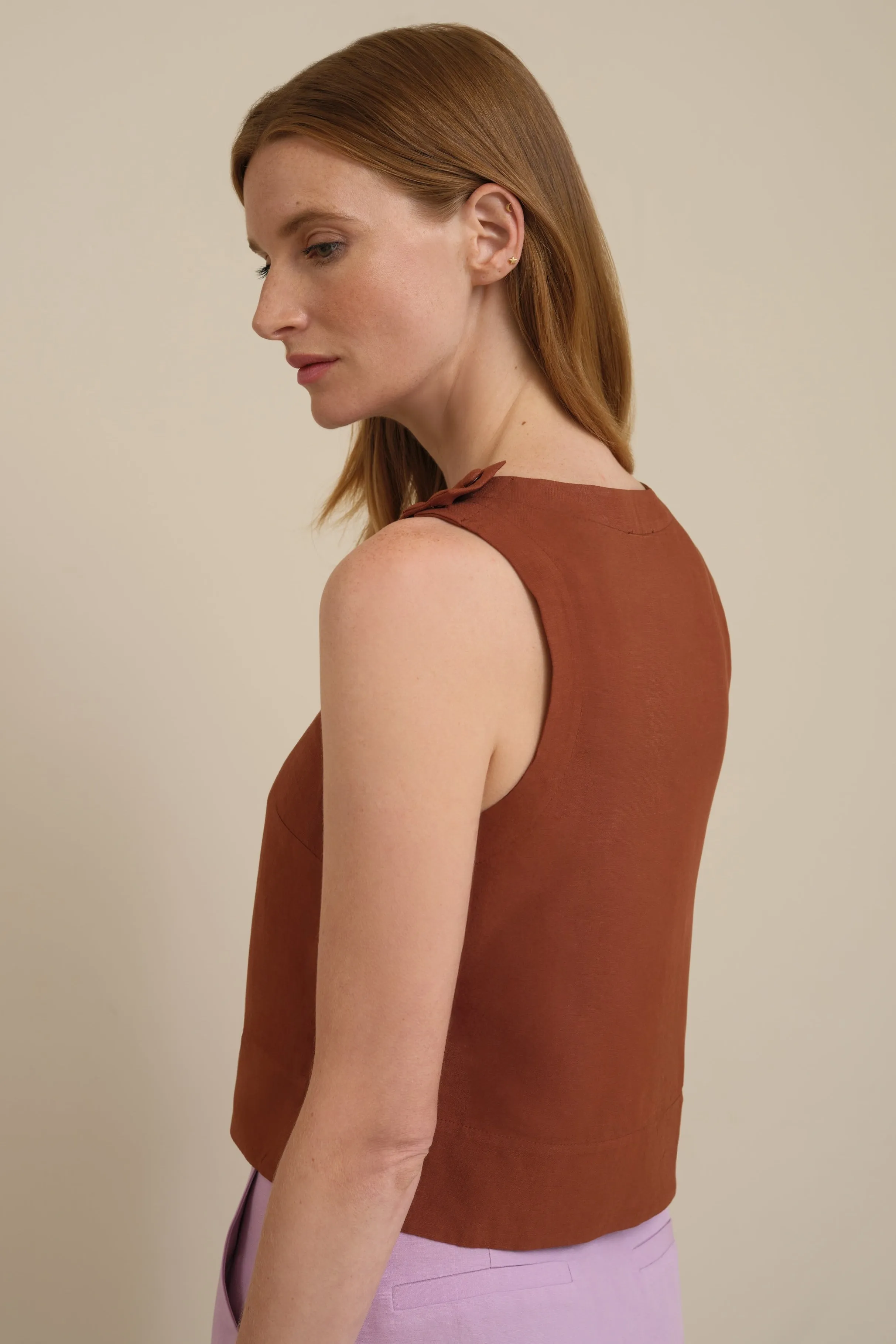 The Ella Linen Tank Cognac sold by Sophie Rue product image thumbnail 3