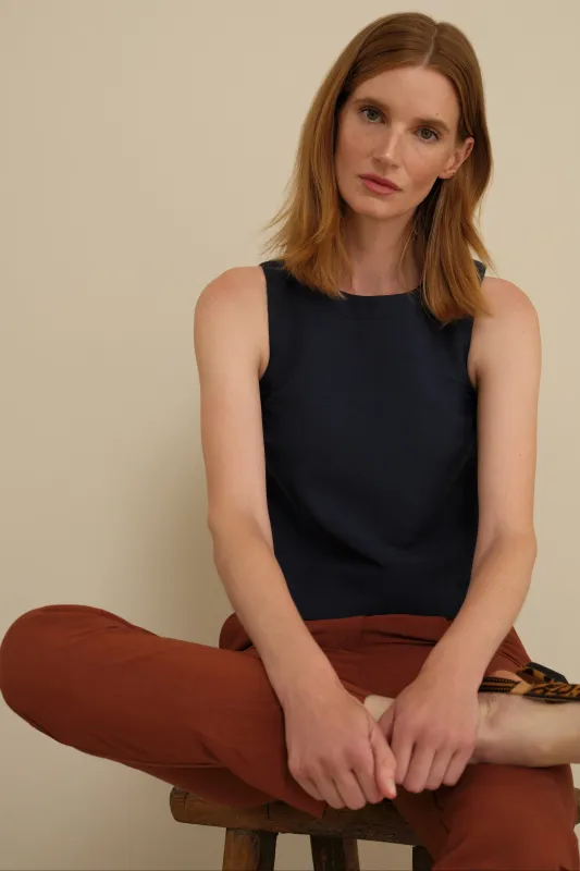 The Ella Linen Tank Navy sold by Sophie Rue