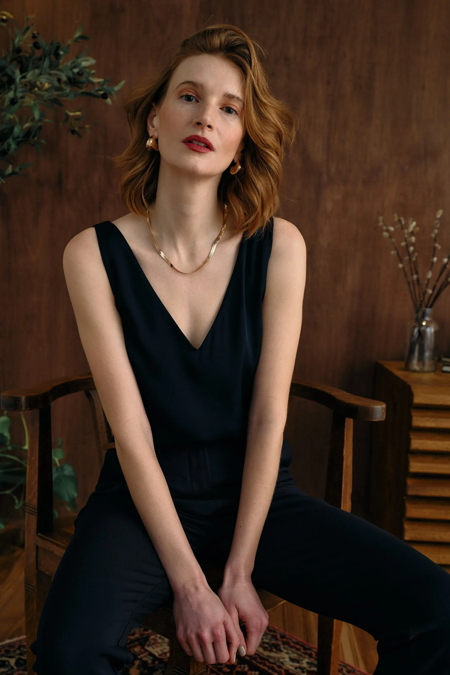The Hazel Silk Tank Navy sold by Sophie Rue