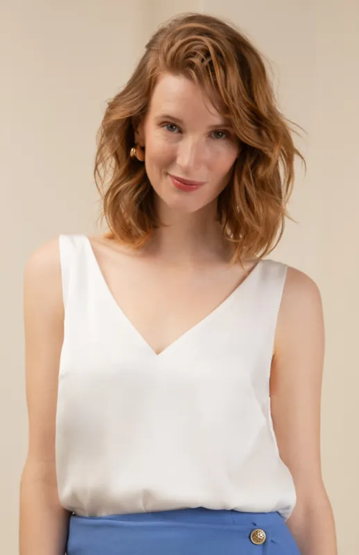 The Hazel Silk Tank Ivory sold by Sophie Rue