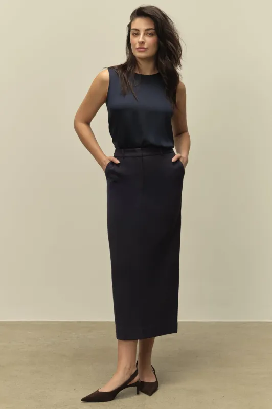 The Julia Trouser Skirt Navy made by Sophie Rue