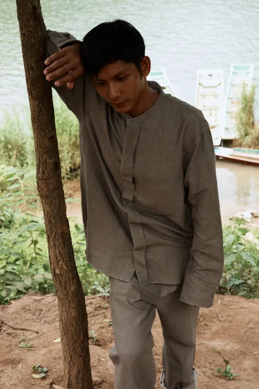 RIVERMAN OVERSHIRT/KERSEY CHAMBRAY LINEN made by seya