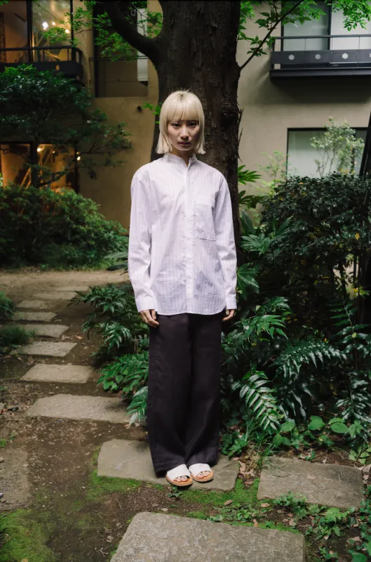 VAGUE HAND STITCH KURTA SHIRT/SHADOW STIRPE made by seya