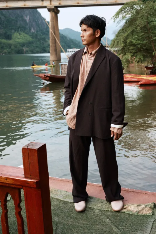 TRAVEL PANTS/SUMMER HERRINGBONE made by seya