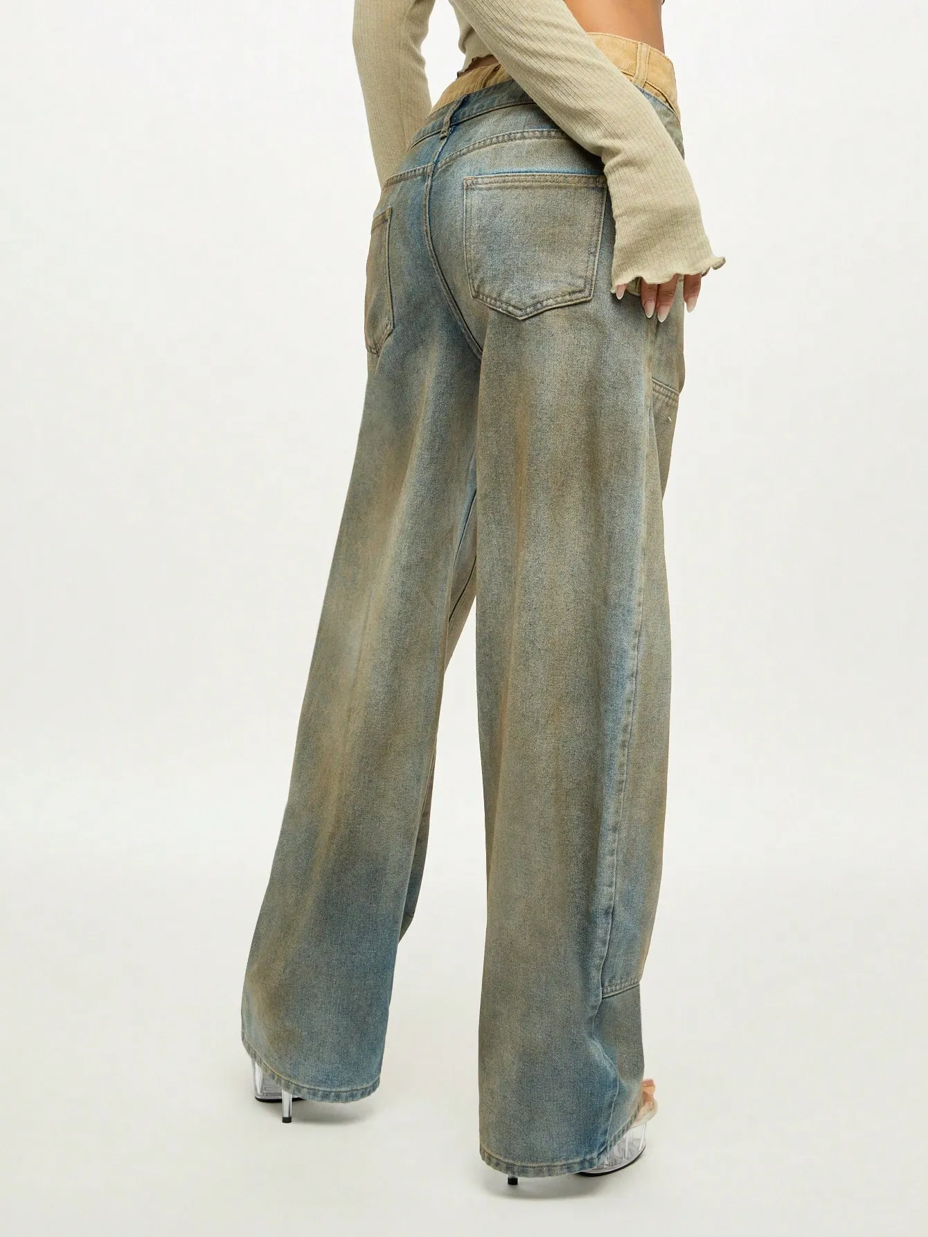 SUMWON WOMEN High Rise Double Waistband Vintage Carpenter Baggy Jeans sold by Sumwon product image thumbnail 2