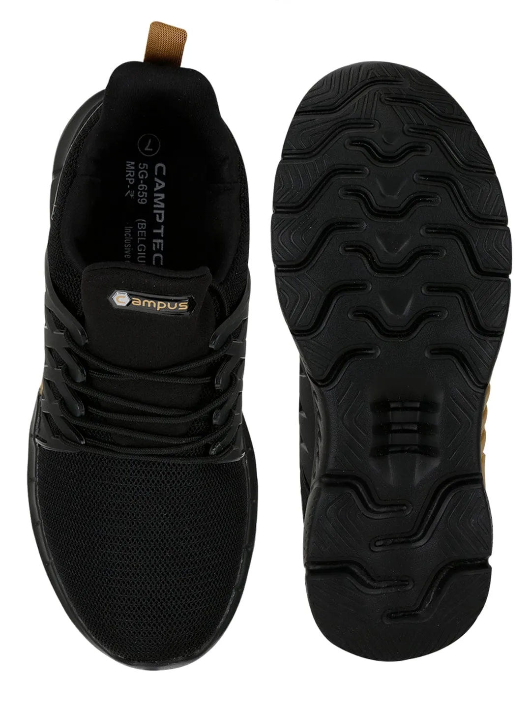 BELGIUM Black Men's Running Shoes sold by Campus Shoes product image thumbnail 4