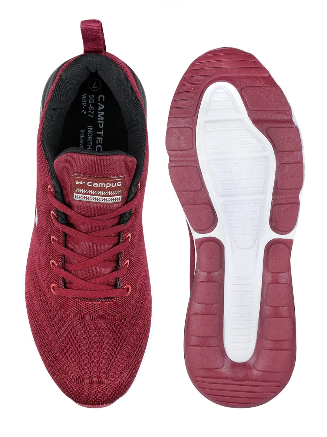 NORTH PLUS Burgundy Men's Running Shoes sold by Campus Shoes product image thumbnail 4