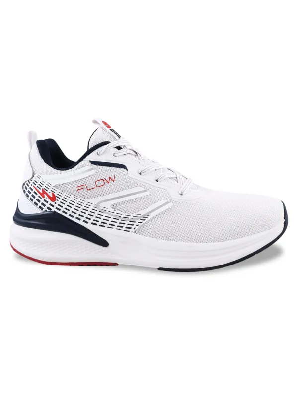 FLOW PRO White Men's Running Shoes sold by Campus Shoes