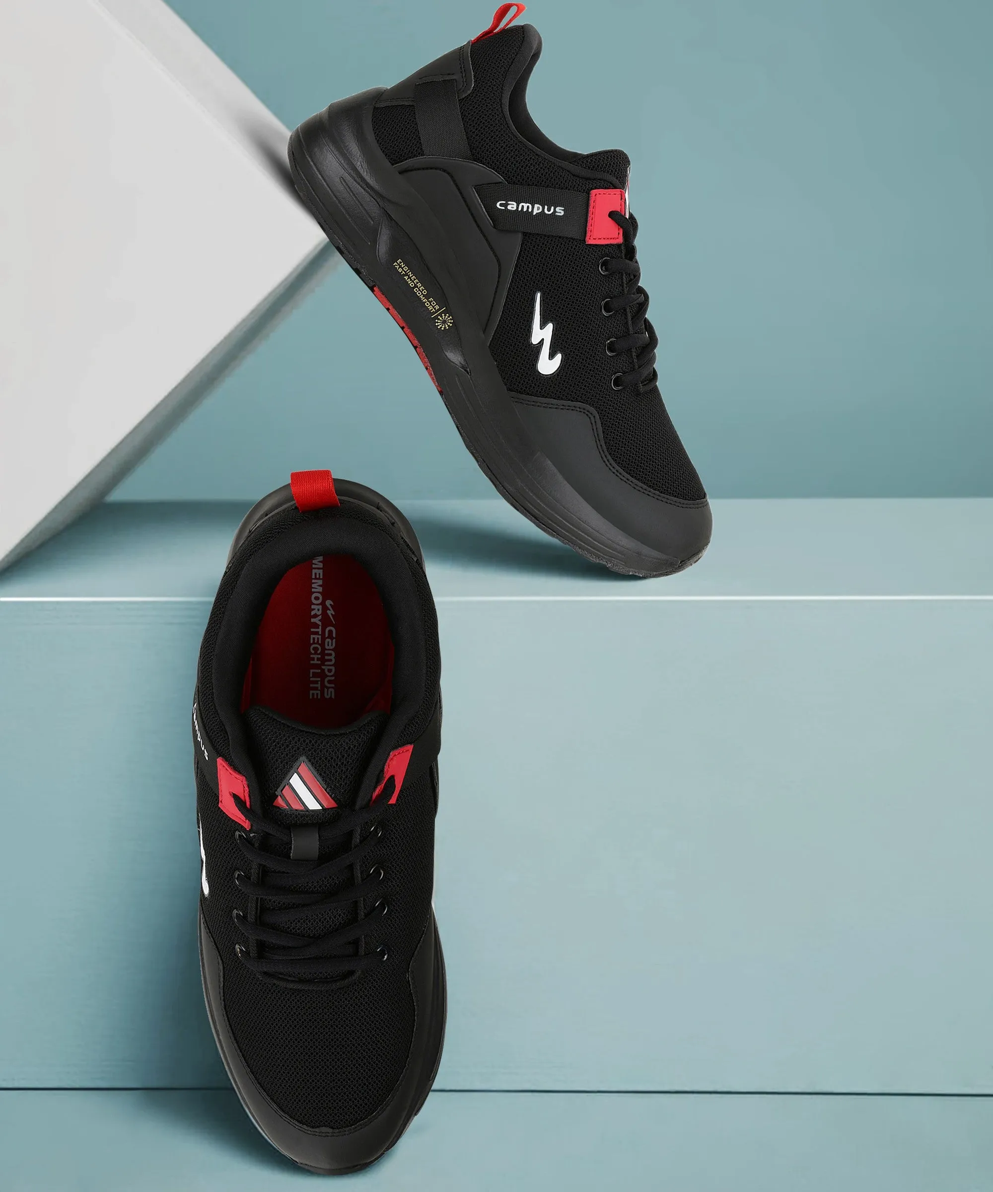 EUROPA Black Men's Running Shoes sold by Campus Shoes product image thumbnail 5