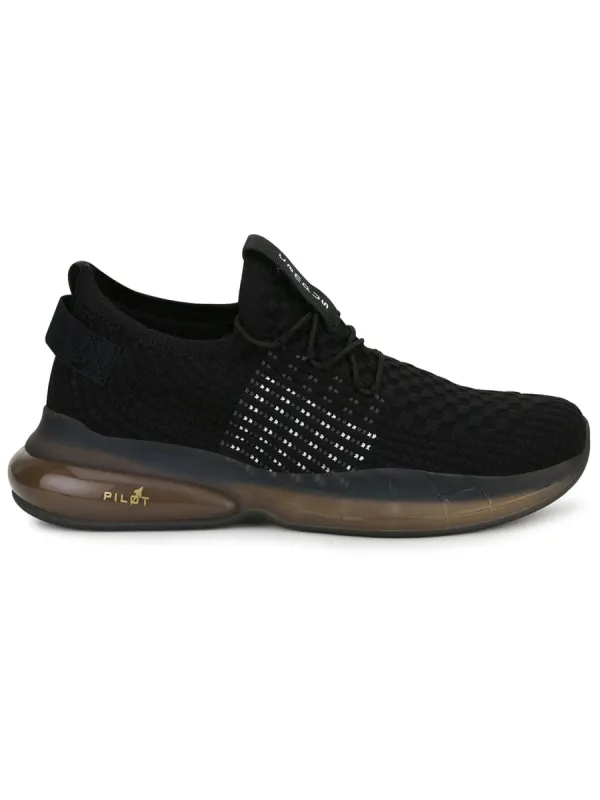 PILOT-1 Black Men's Running Shoes sold by Campus Shoes