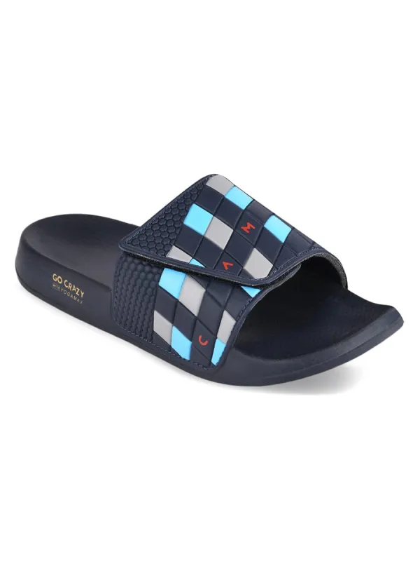 SL-425 Blue Men's Slides sold by Campus Shoes