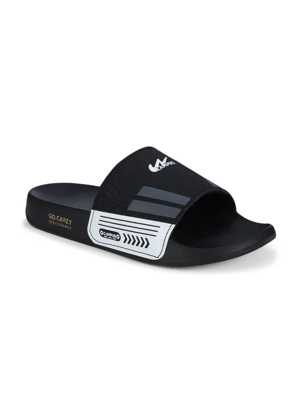 SL-438 Black Men's Slippers sold by Campus Shoes