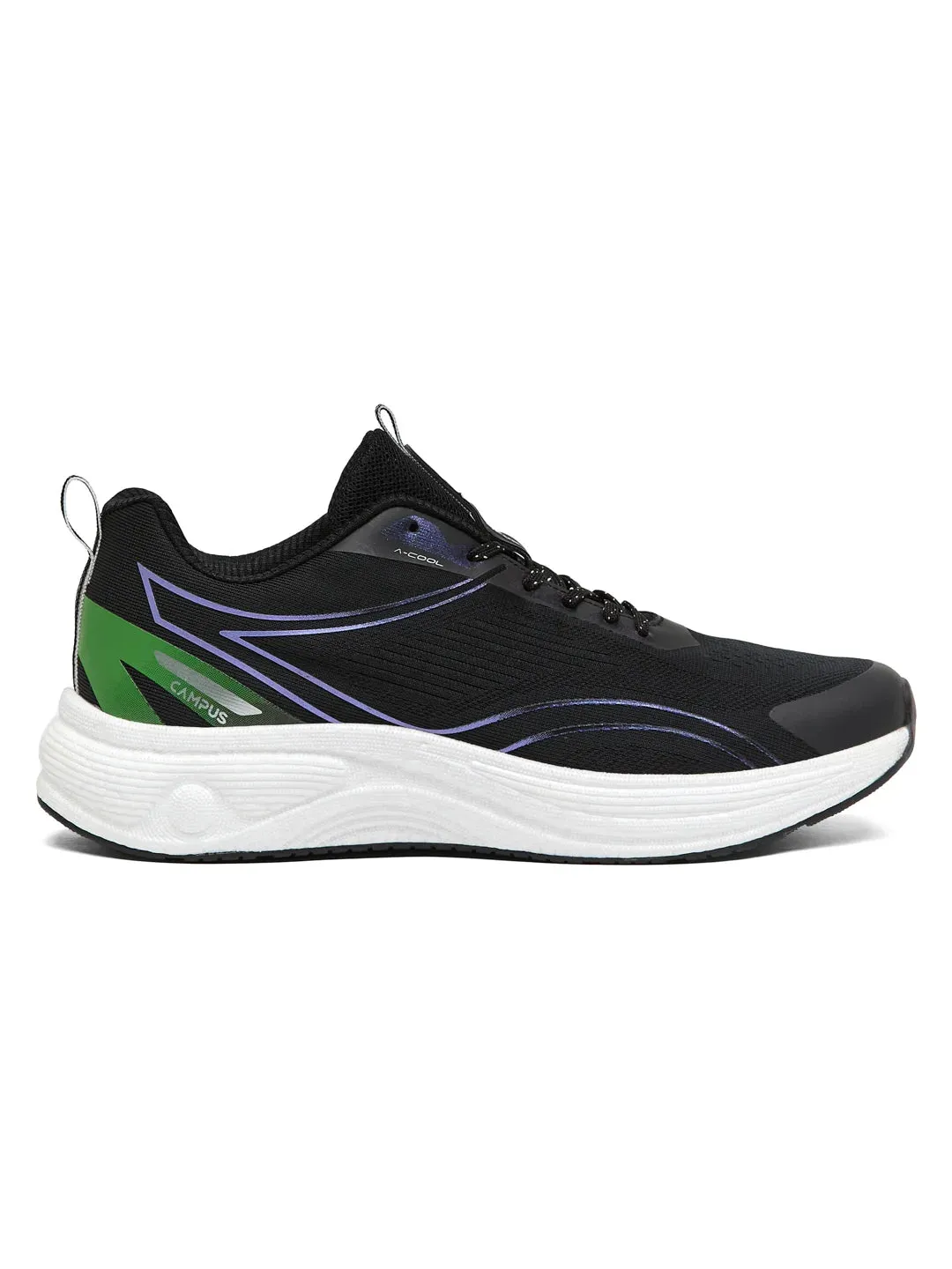 PUMPED Black Men's Running Shoes sold by Campus Shoes