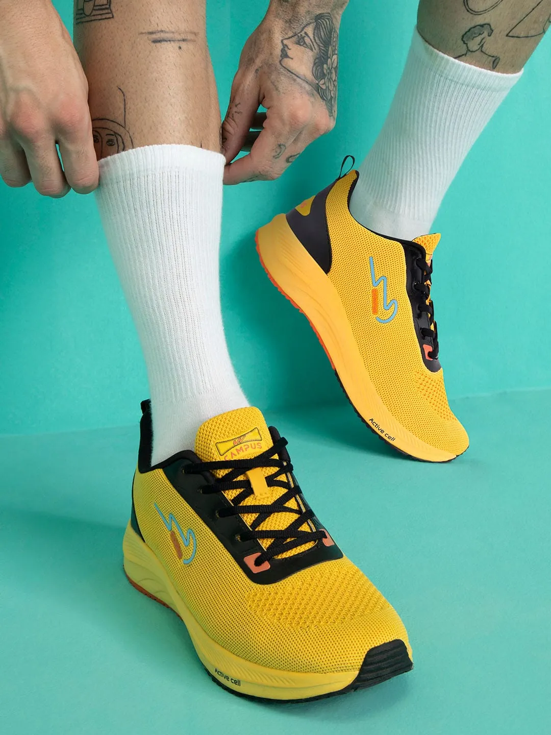 CAMP ZANE Yellow Men's Running Shoes sold by Campus Shoes product image thumbnail 4