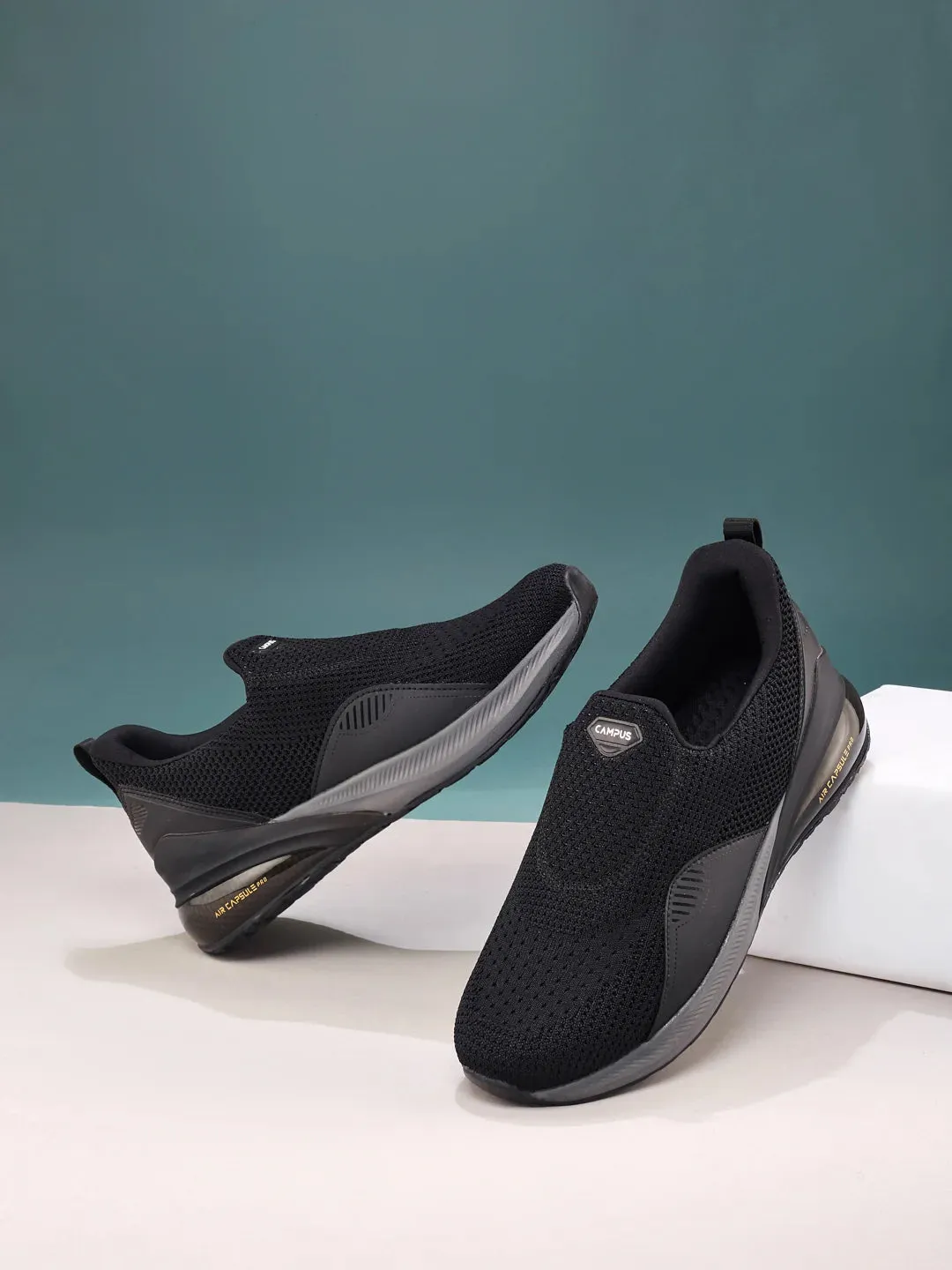 CROWD Black Men's Walking Shoes sold by Campus Shoes