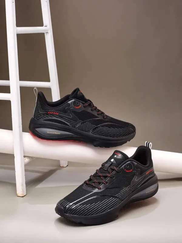 GLITCH Black Men's Running Shoes sold by Campus Shoes