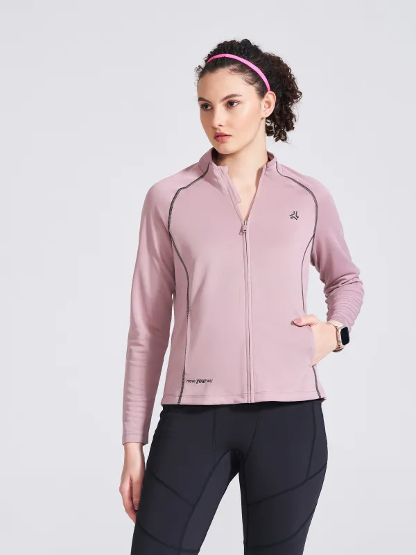 Women's Mauve Solid Stand Collar Jacket sold by Campus Shoes