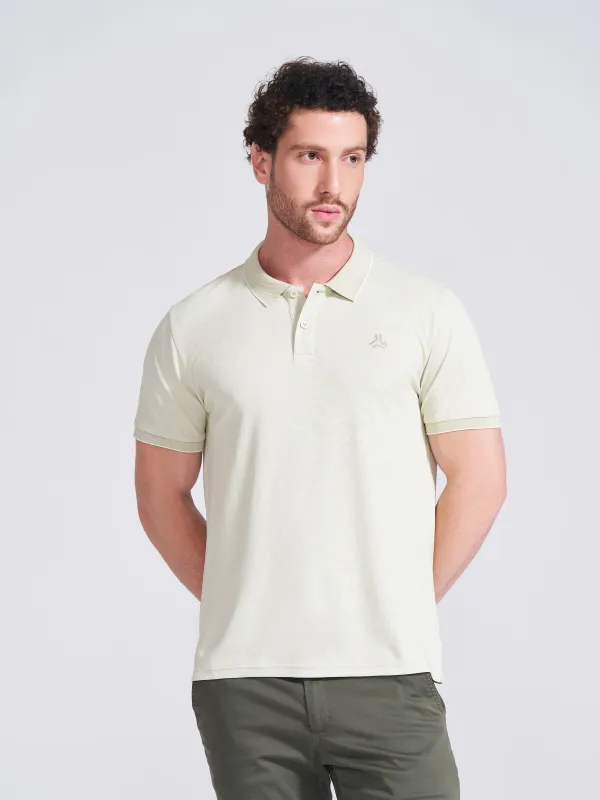 Men's Olive Self Design Polo Collar T-Shirt made by Campus Shoes