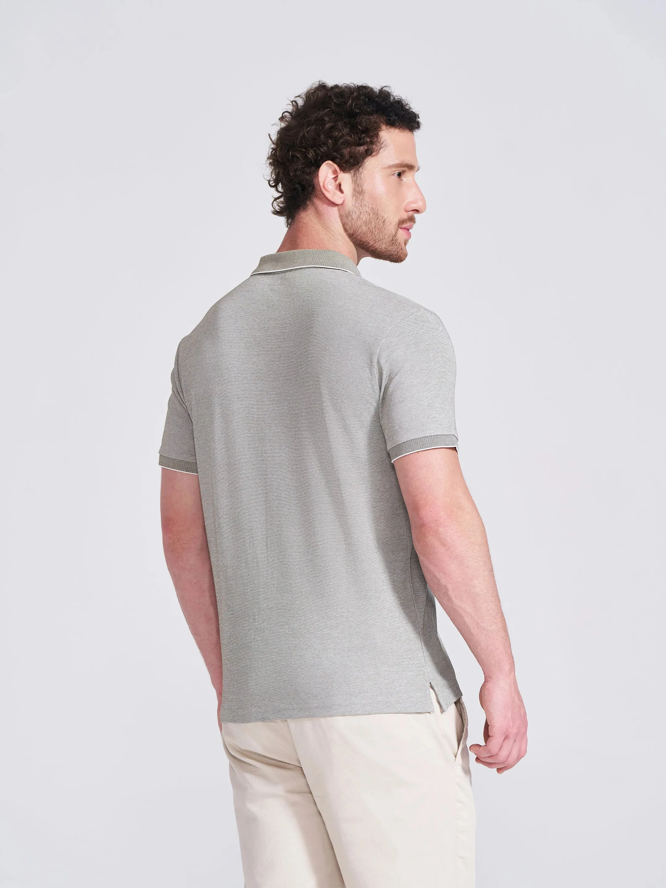 Men's Olive Self Design Polo Collar T-Shirt sold by Campus Shoes product image thumbnail 5