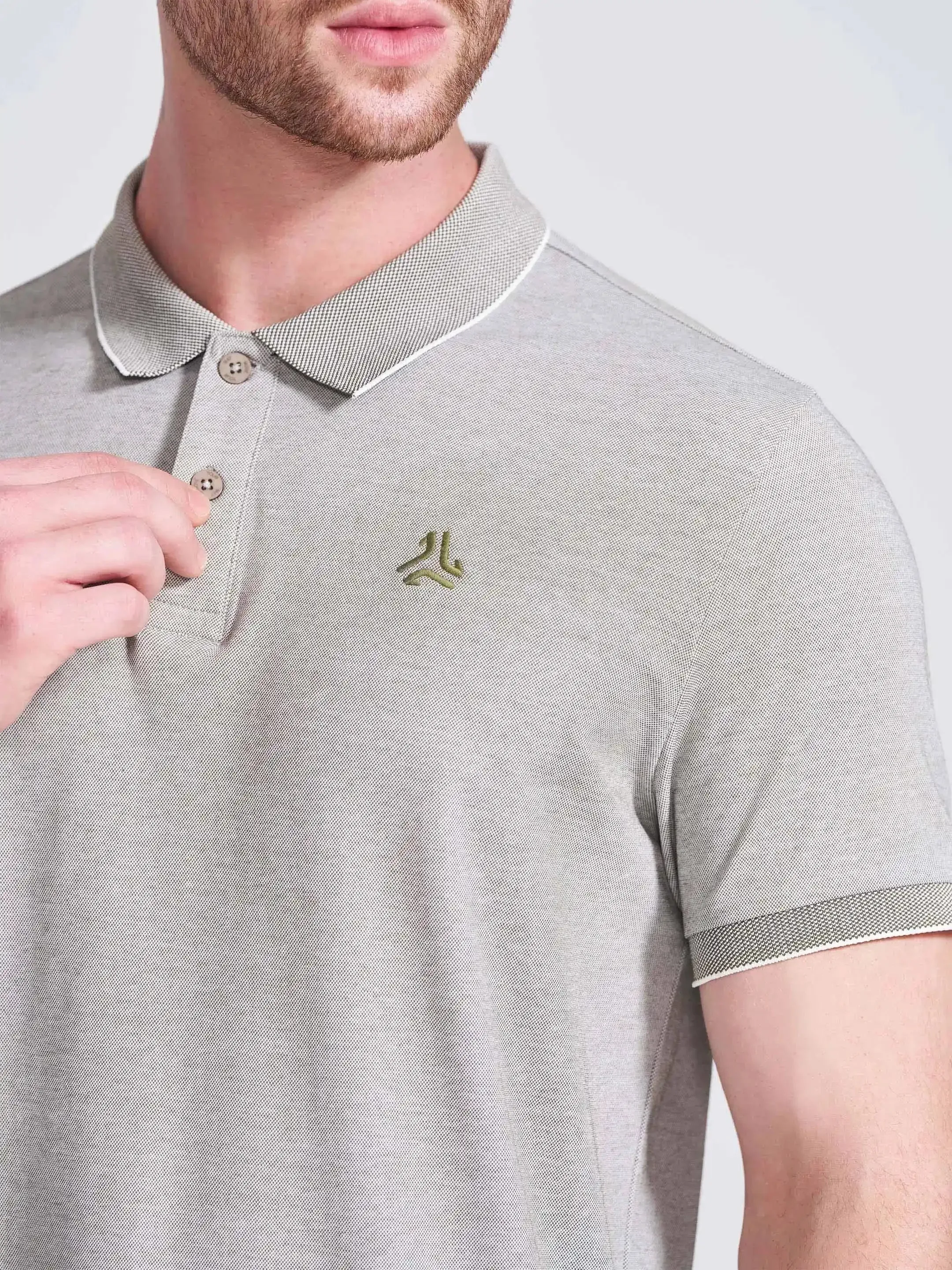 Men's Olive Self Design Polo Collar T-Shirt sold by Campus Shoes product image thumbnail 3