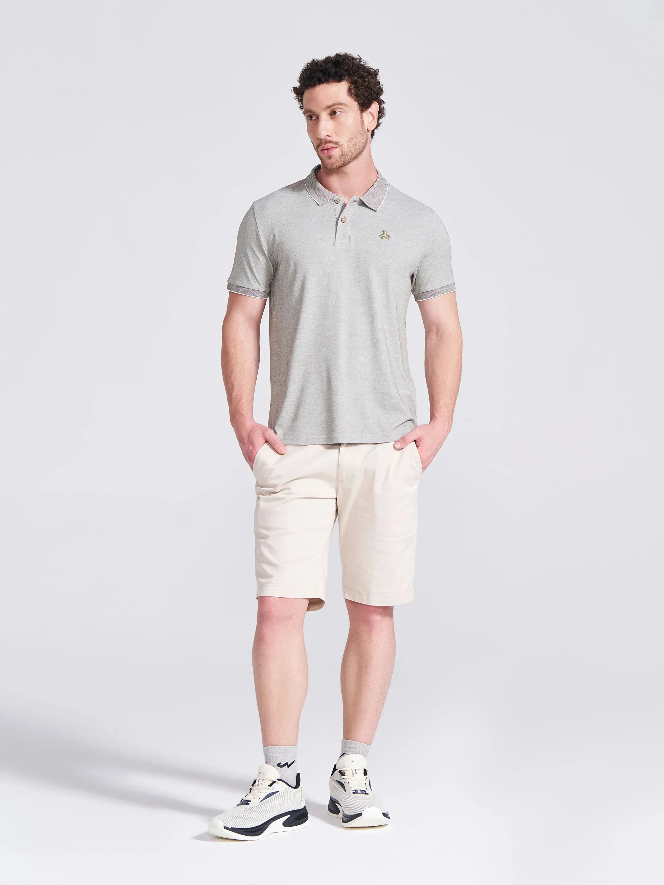 Men's Olive Self Design Polo Collar T-Shirt sold by Campus Shoes product image thumbnail 4