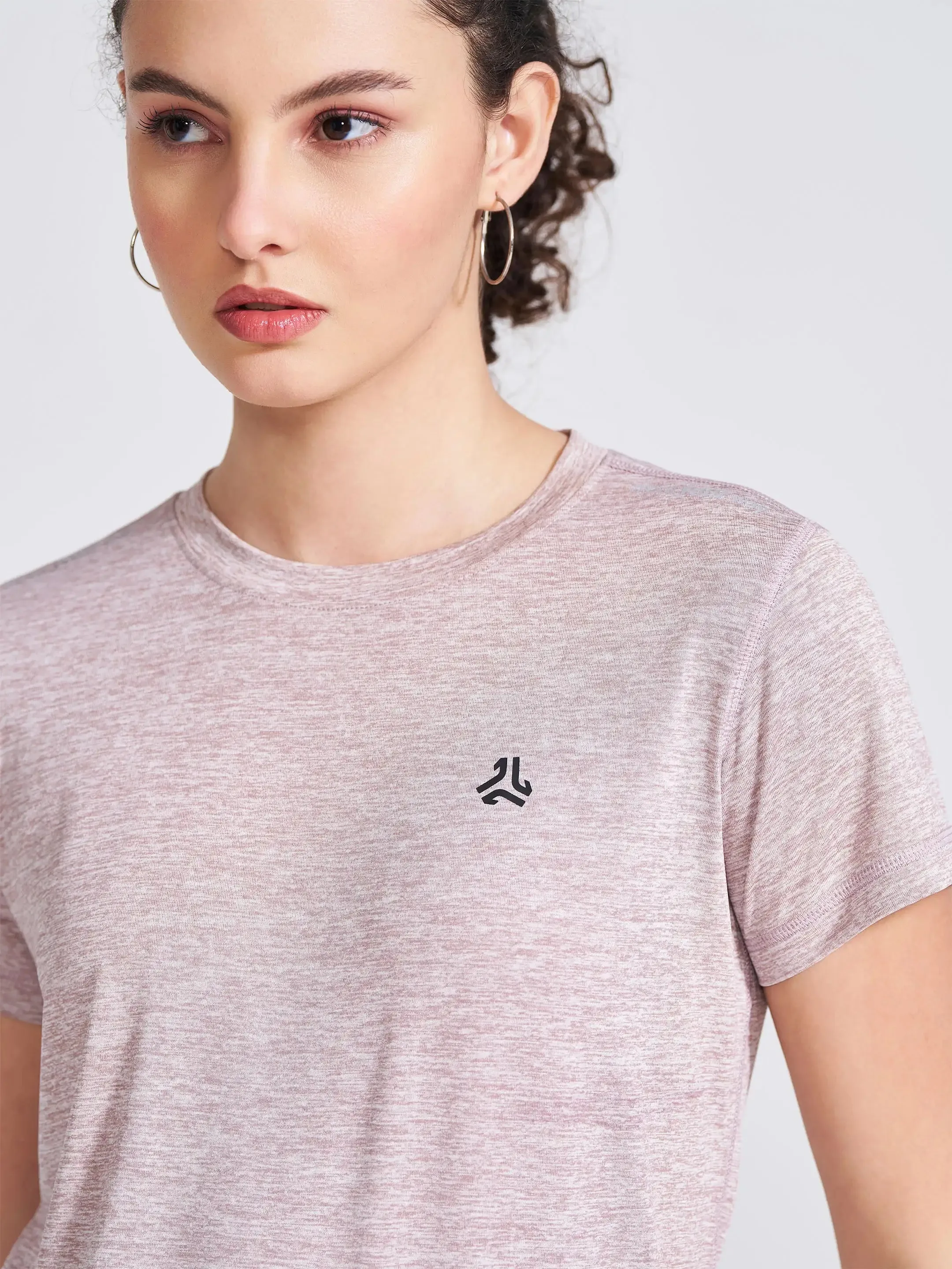 Women's Mauve Self Design Round Neck T-Shirt sold by Campus Shoes product image thumbnail 2