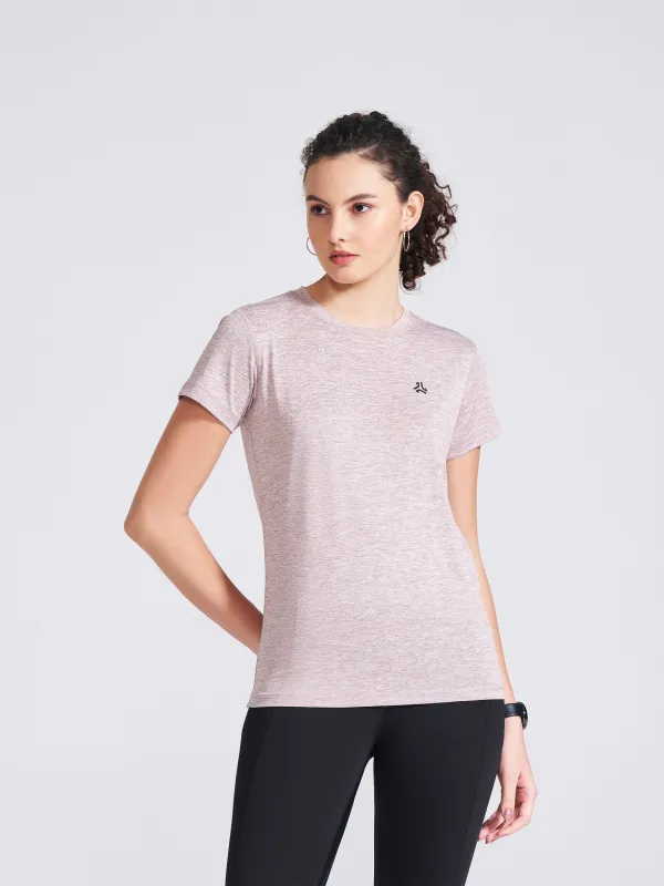 Women's Mauve Self Design Round Neck T-Shirt sold by Campus Shoes