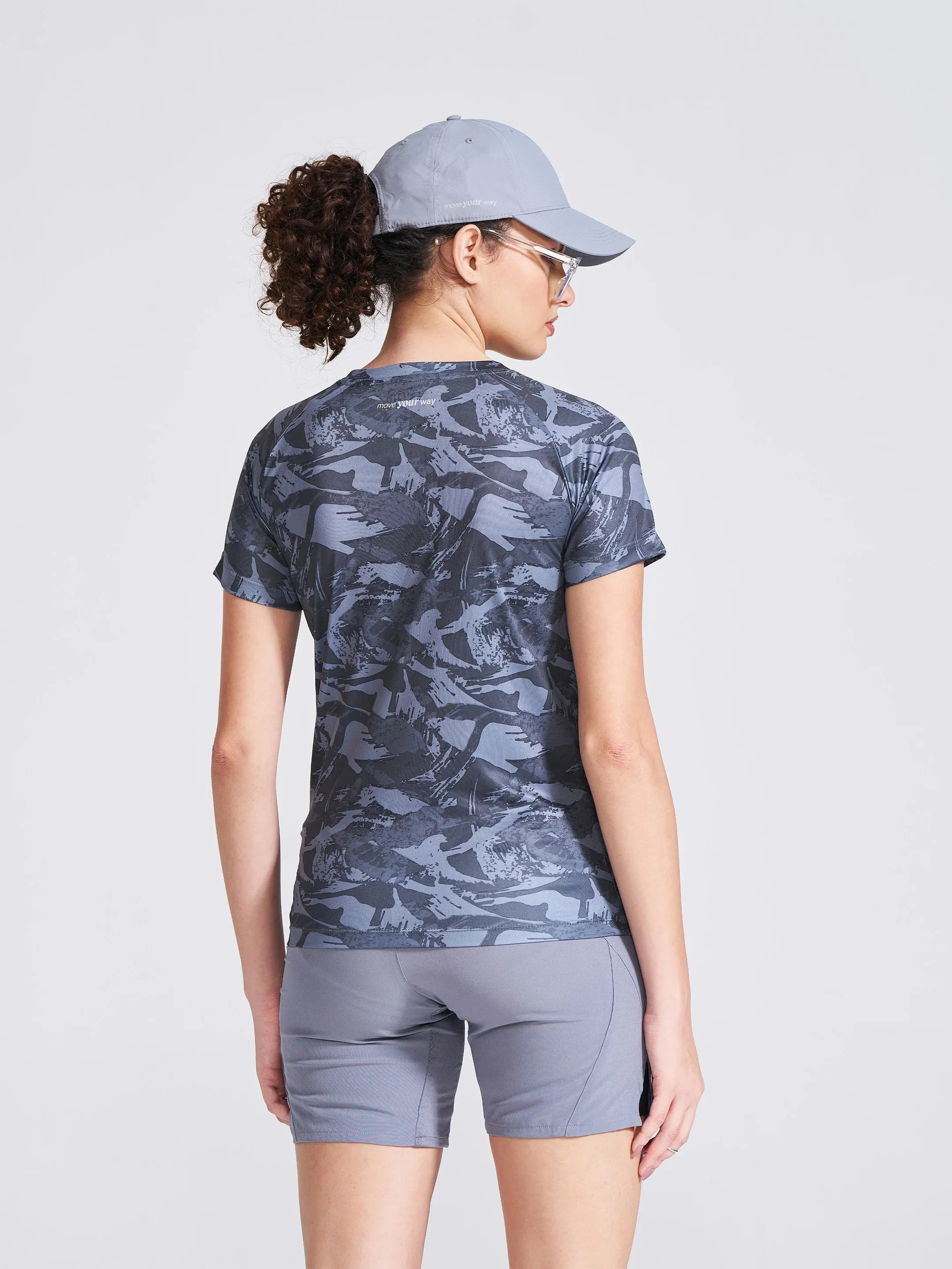 Women's Black Printed Round Neck T-Shirt sold by Campus Shoes product image thumbnail 4