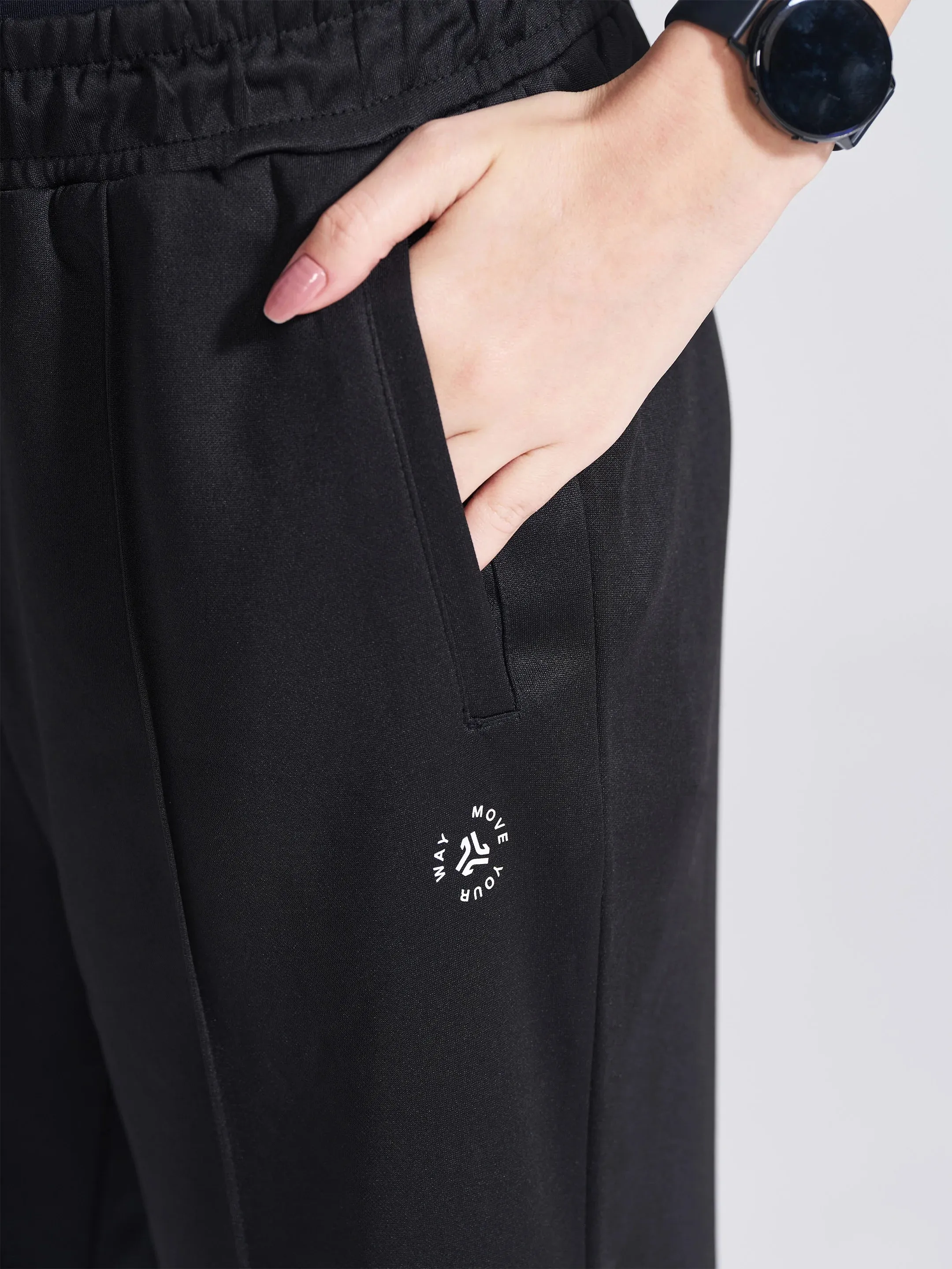 Women's Black Regular Fit Track Pants sold by Campus Shoes product image thumbnail 3