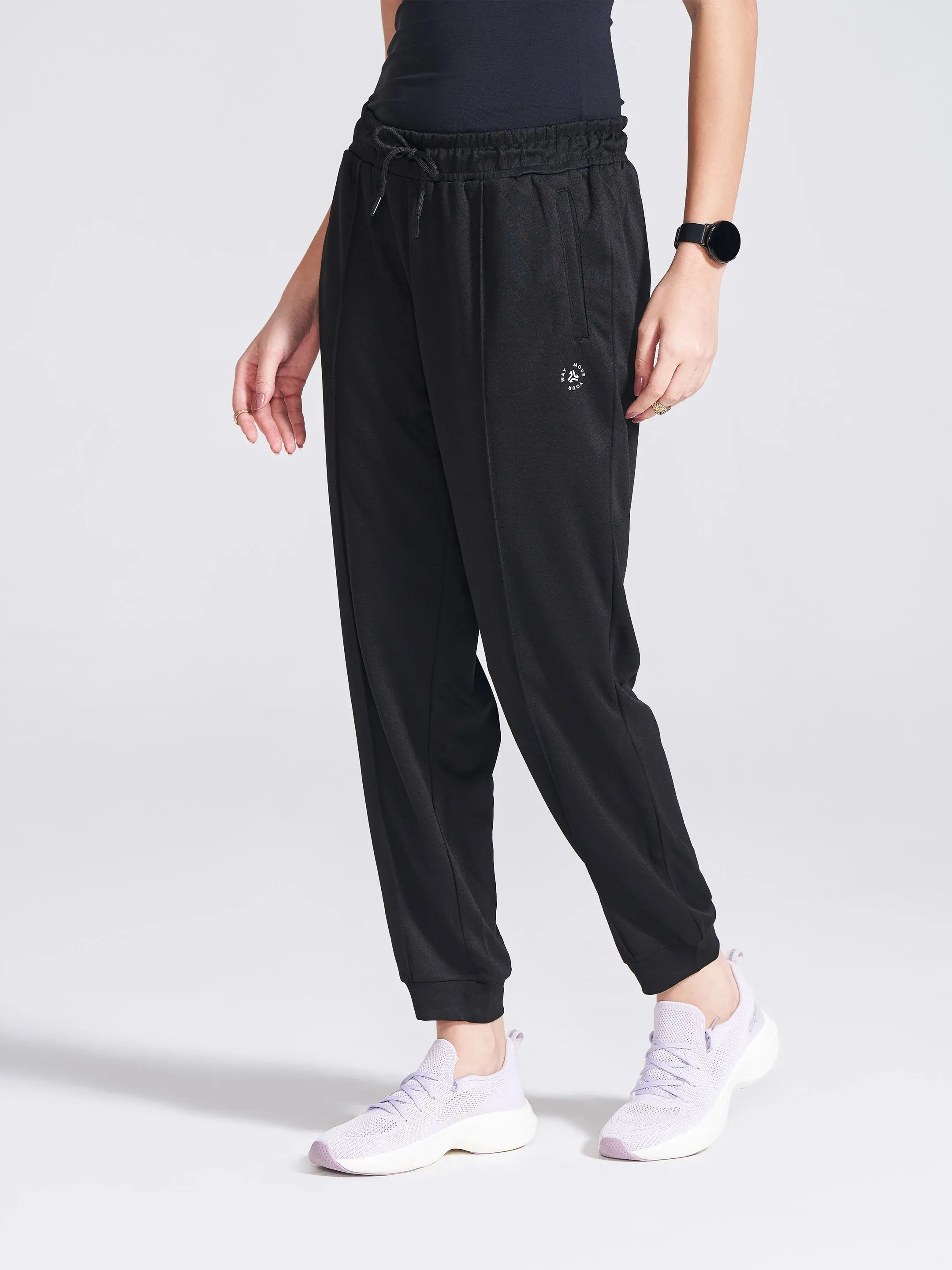 Women's Black Regular Fit Track Pants sold by Campus Shoes product image thumbnail 2
