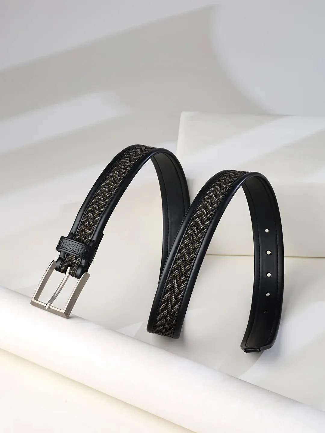 Jacquard Braided Black Unisex Belt sold by Campus Shoes product image thumbnail 2