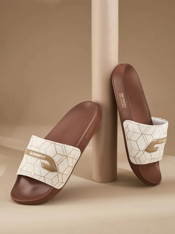 SL-477 White Men's Slides made by Campus Shoes