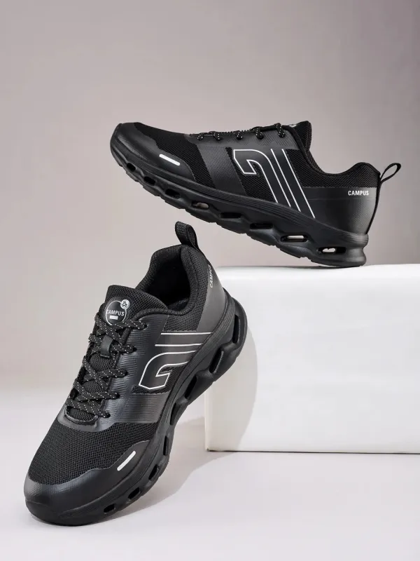 CHAZE Black Men's Running Shoes made by Campus Shoes