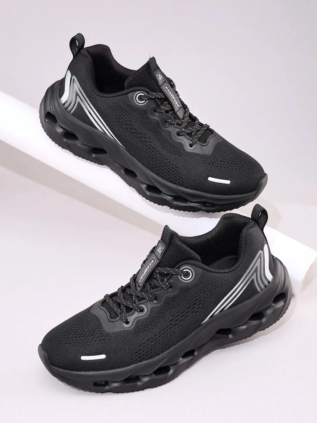 FLASK Black Men's Running Shoes sold by Campus Shoes