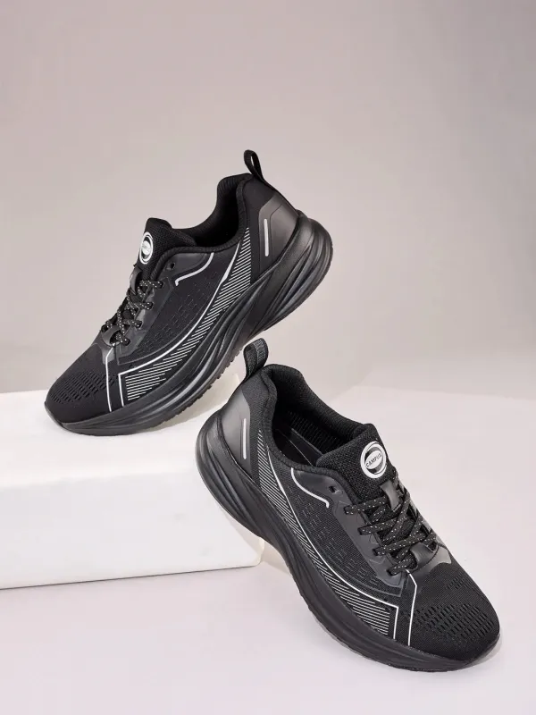 SPINE Black Men's Running Shoes made by Campus Shoes