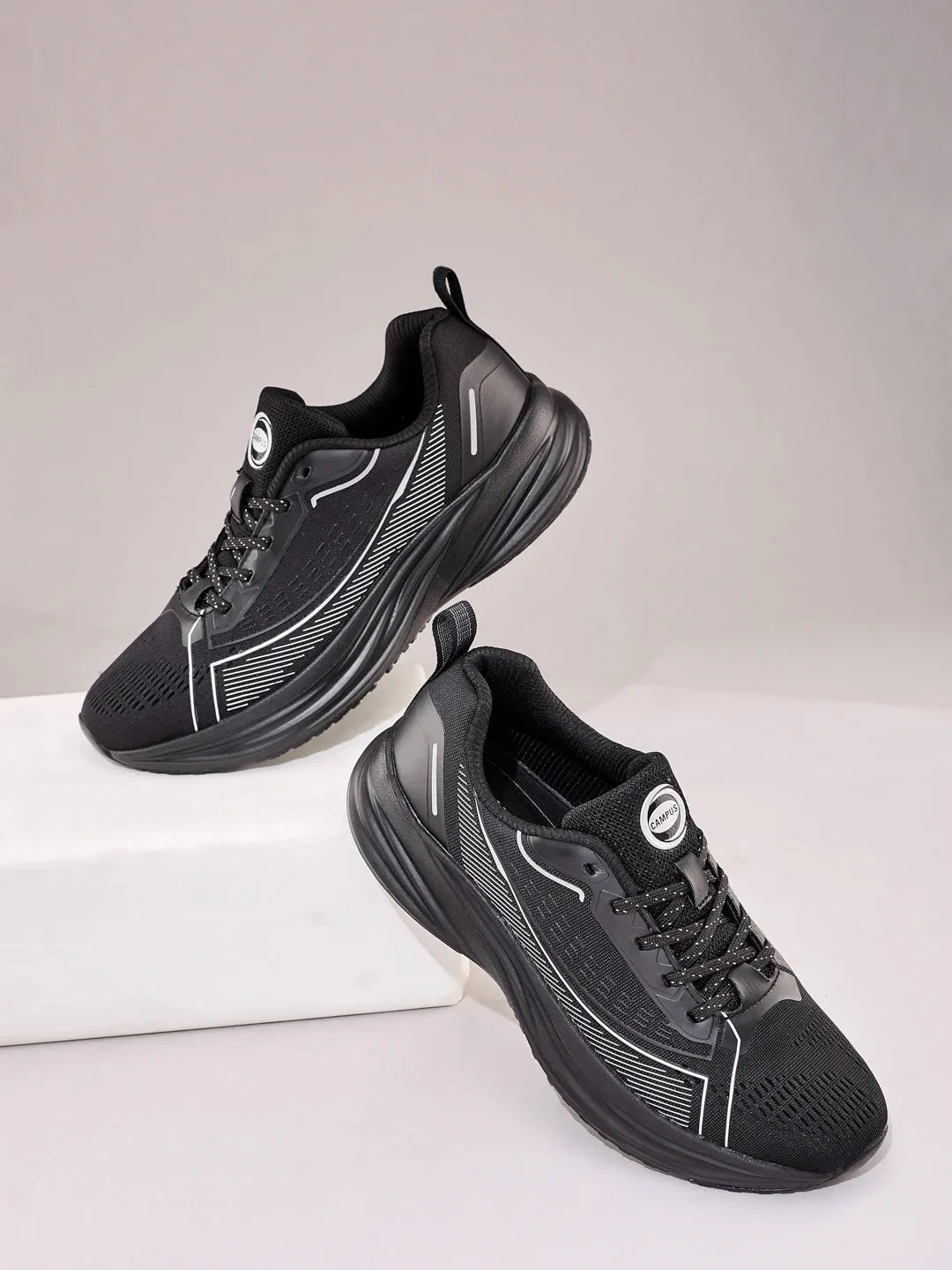 SPINE Black Men's Running Shoes sold by Campus Shoes