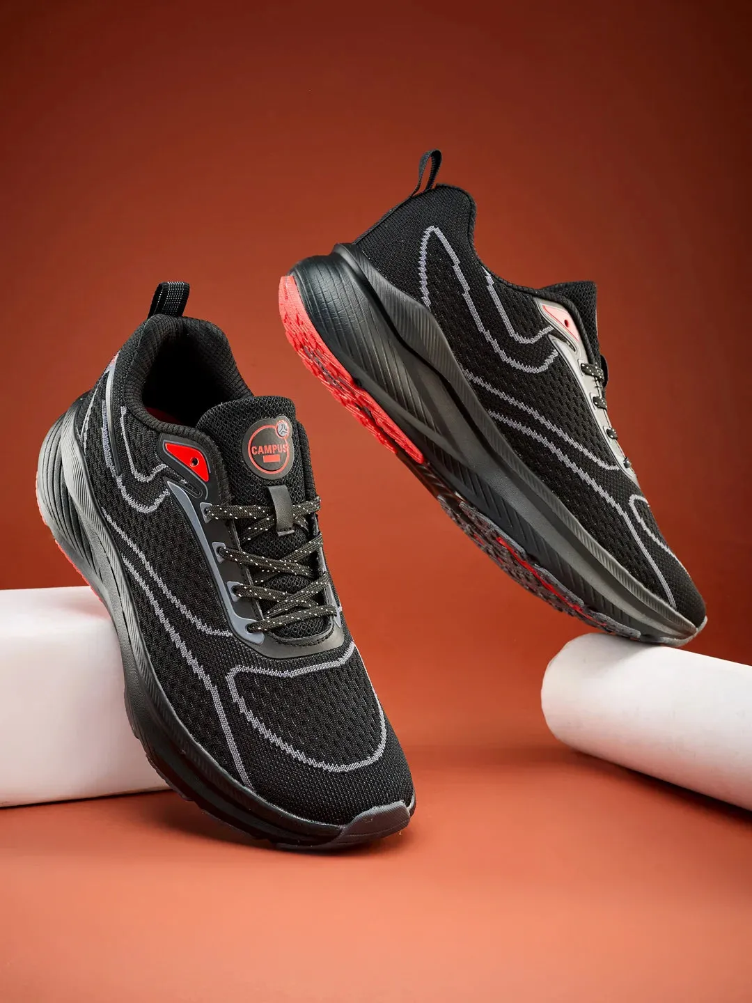 KRIVO Black Men's Running Shoes sold by Campus Shoes