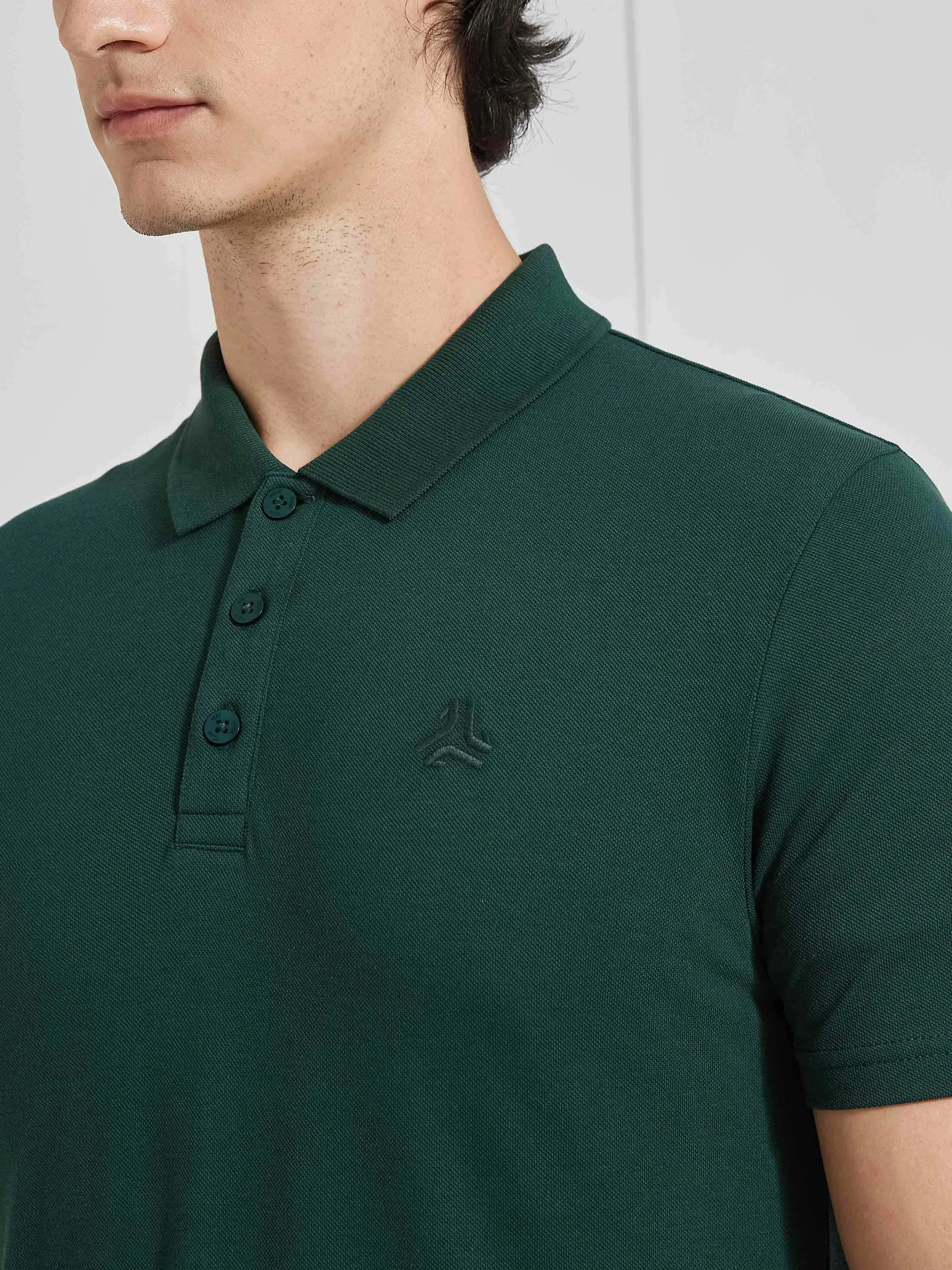 Men's Green Solid Polo Collar T-Shirt sold by Campus Shoes product image thumbnail 3