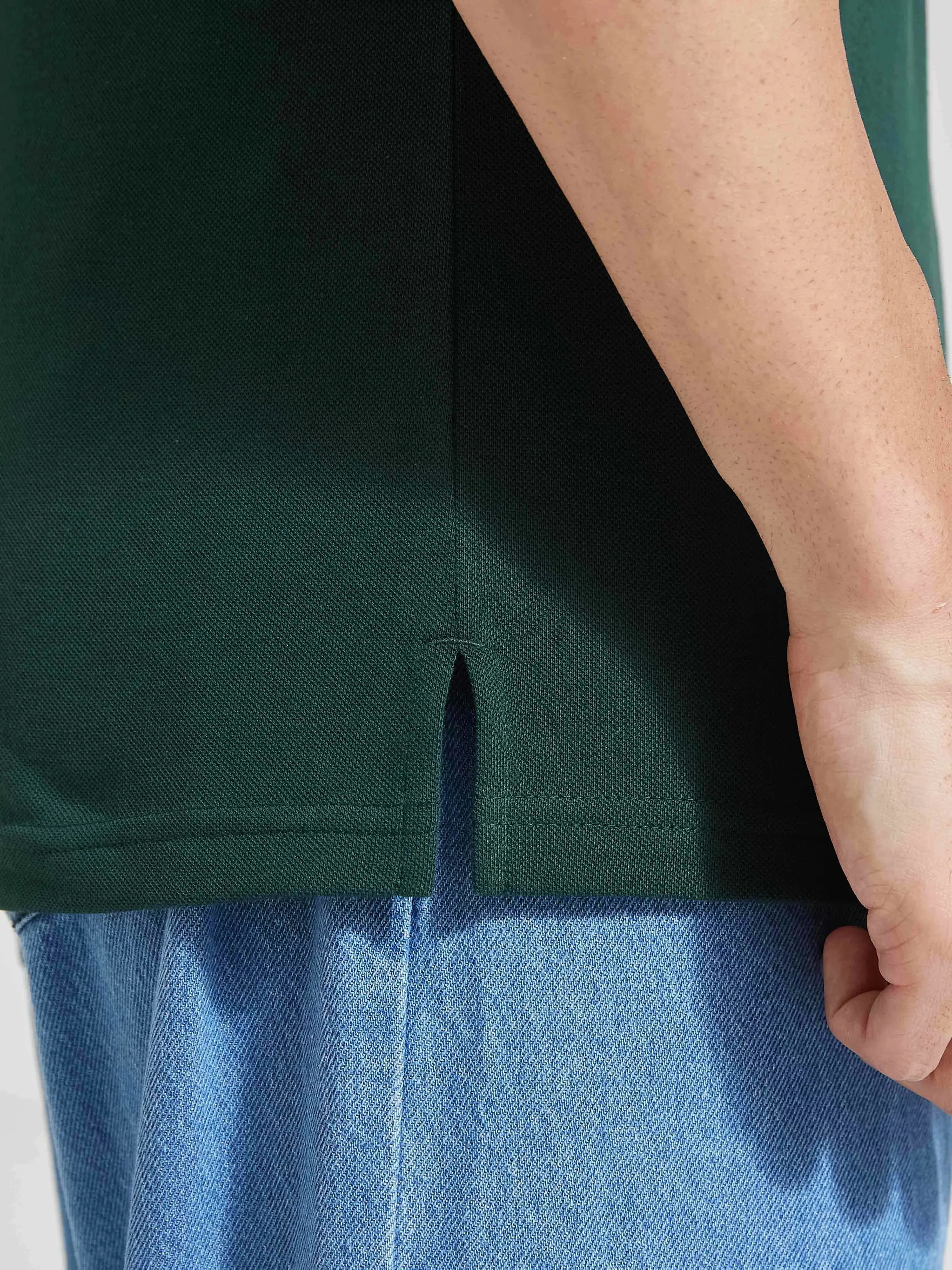 Men's Green Solid Polo Collar T-Shirt sold by Campus Shoes product image thumbnail 4