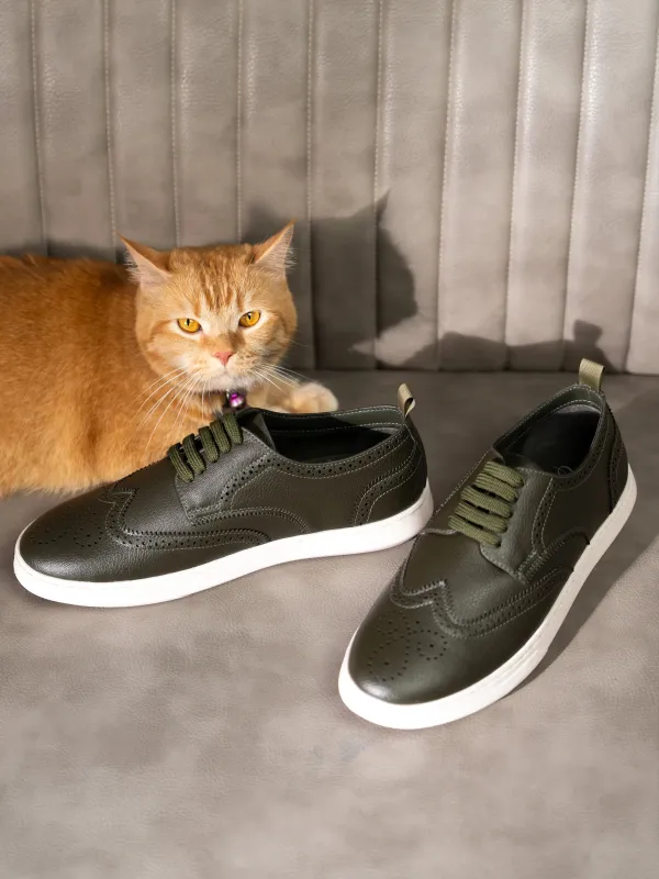 ELAN-27 Olive Men's Formal's Sneakers made by Campus Shoes
