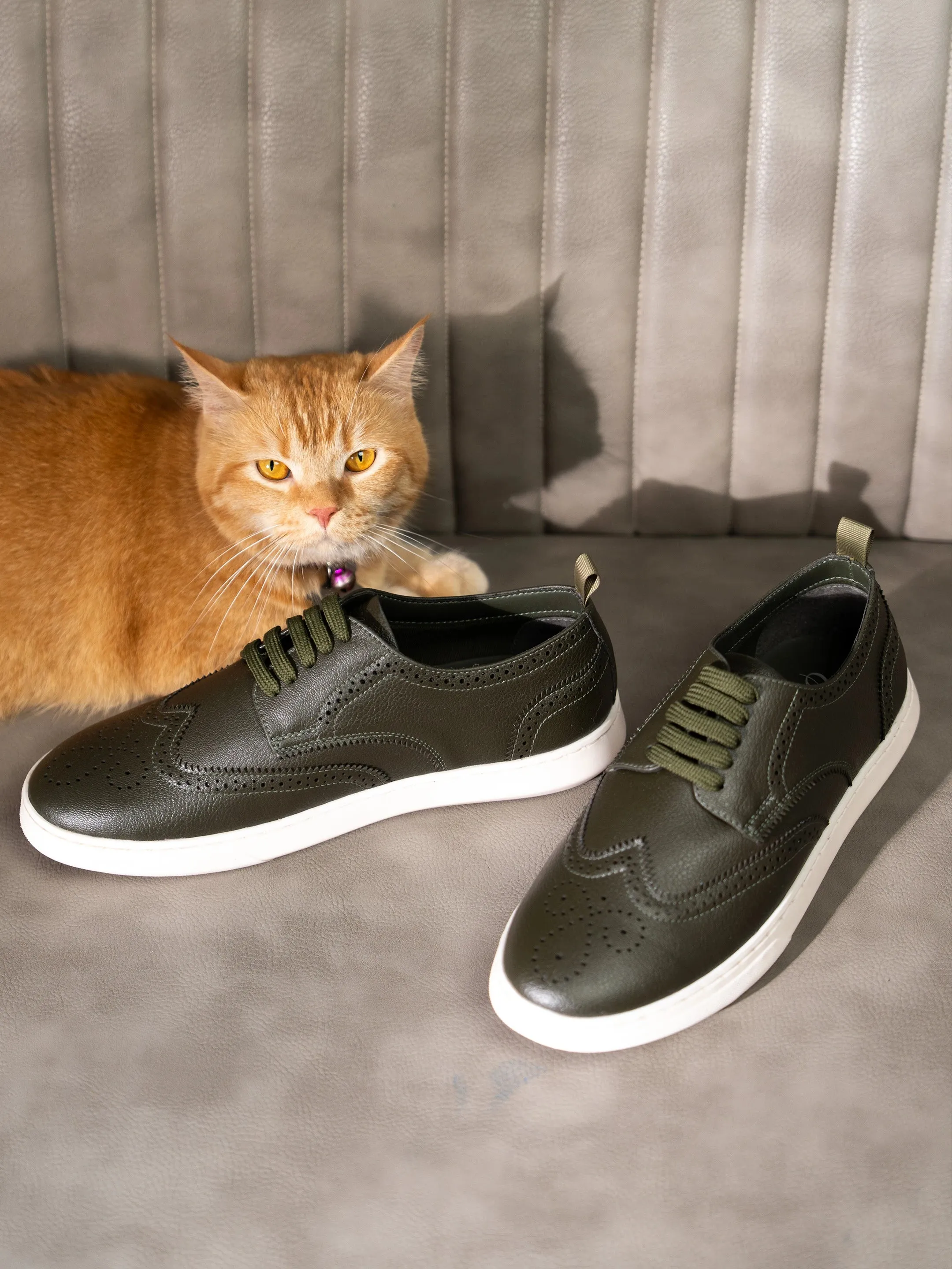 ELAN-27 Olive Men's Formal's Sneakers sold by Campus Shoes