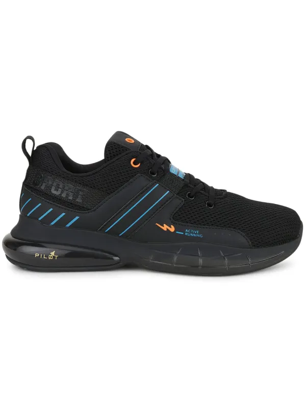 PILOT-1 Black Men's Running Shoes sold by Campus Shoes
